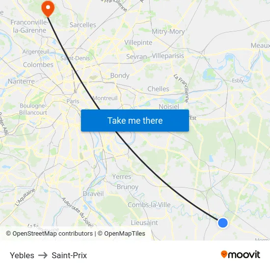 Yebles to Saint-Prix map