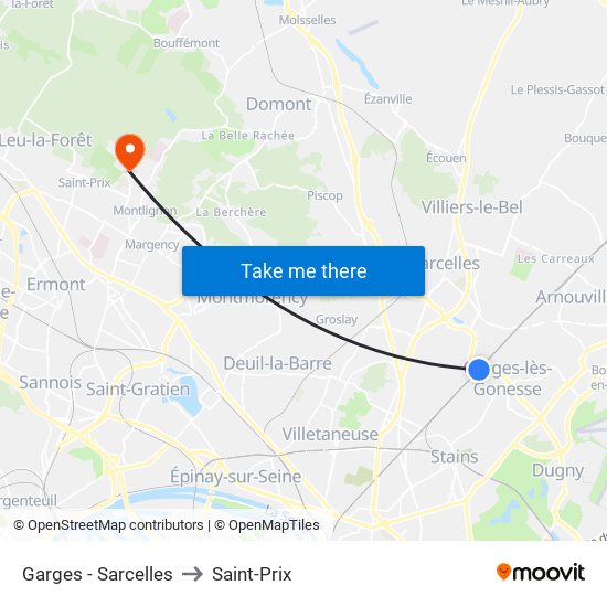 Garges - Sarcelles to Saint-Prix map