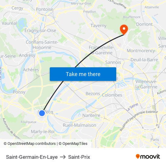 Saint-Germain-En-Laye to Saint-Prix map