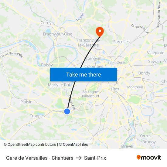 Gare de Versailles - Chantiers to Saint-Prix map