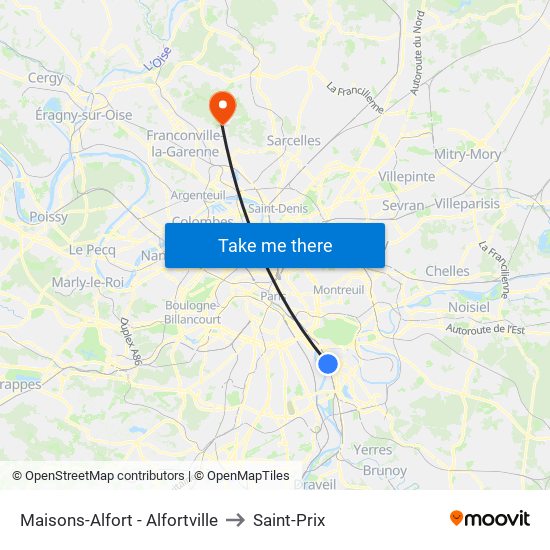 Maisons-Alfort - Alfortville to Saint-Prix map