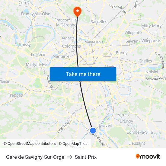 Gare de Savigny-Sur-Orge to Saint-Prix map