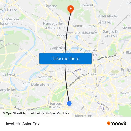 Javel to Saint-Prix map
