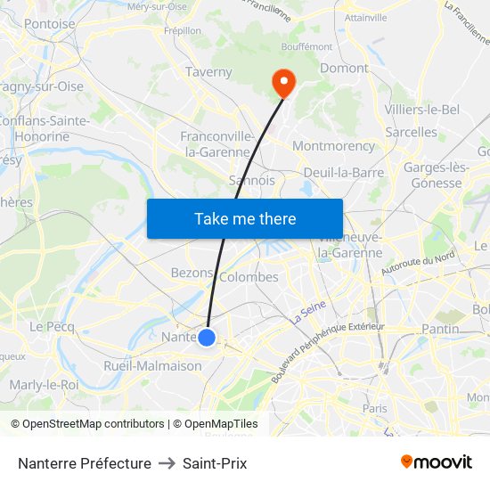 Nanterre Préfecture to Saint-Prix map