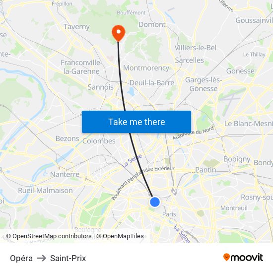 Opéra to Saint-Prix map