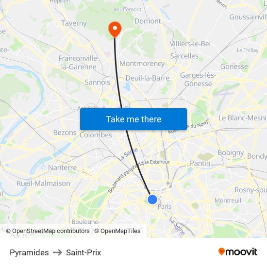 Pyramides to Saint-Prix map