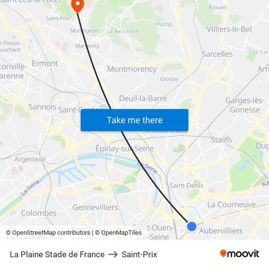 La Plaine Stade de France to Saint-Prix map