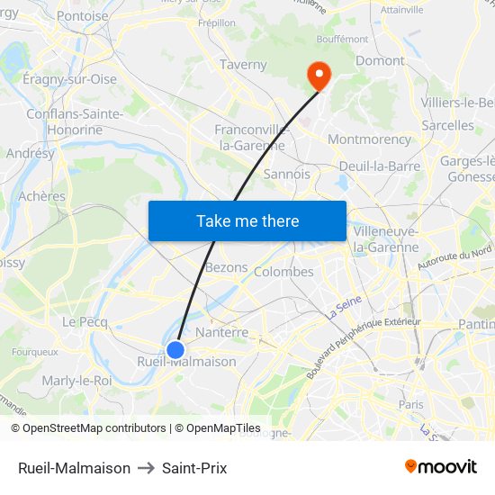 Rueil-Malmaison to Saint-Prix map
