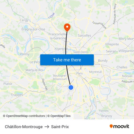 Châtillon-Montrouge to Saint-Prix map
