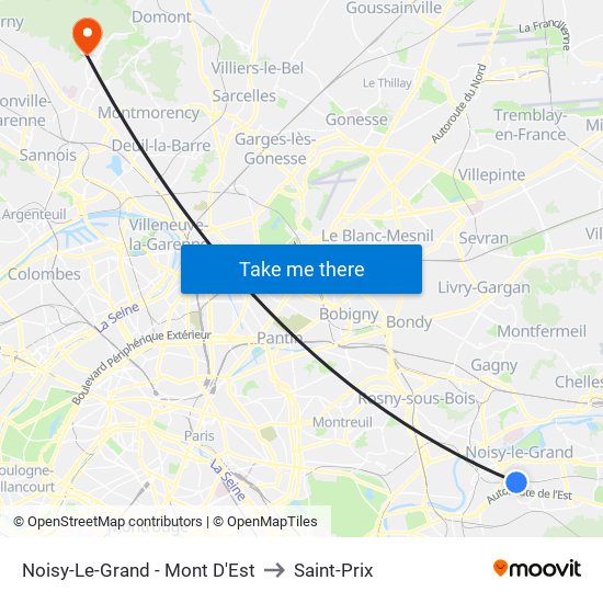 Noisy-Le-Grand - Mont D'Est to Saint-Prix map