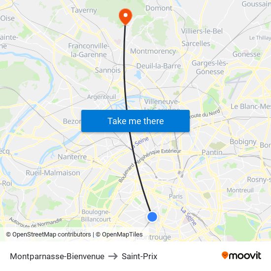 Montparnasse-Bienvenue to Saint-Prix map