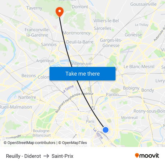Reuilly - Diderot to Saint-Prix map