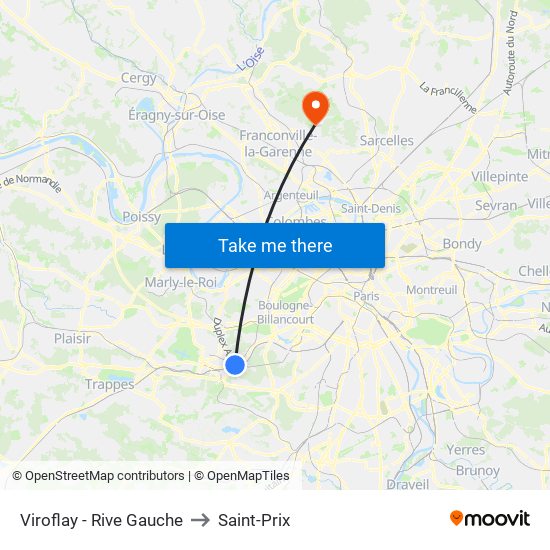 Viroflay - Rive Gauche to Saint-Prix map