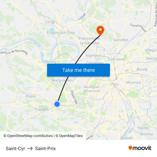 Saint-Cyr to Saint-Prix map