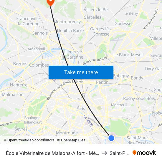 École Vétérinaire de Maisons-Alfort - Métro to Saint-Prix map