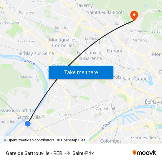 Gare de Sartrouville - RER to Saint-Prix map