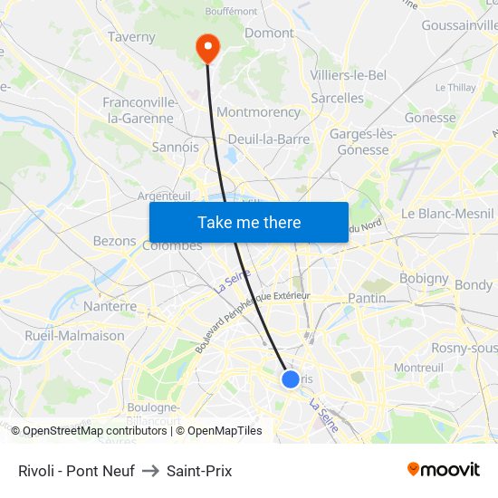 Rivoli - Pont Neuf to Saint-Prix map