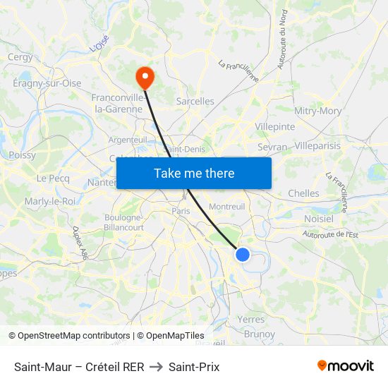 Saint-Maur – Créteil RER to Saint-Prix map