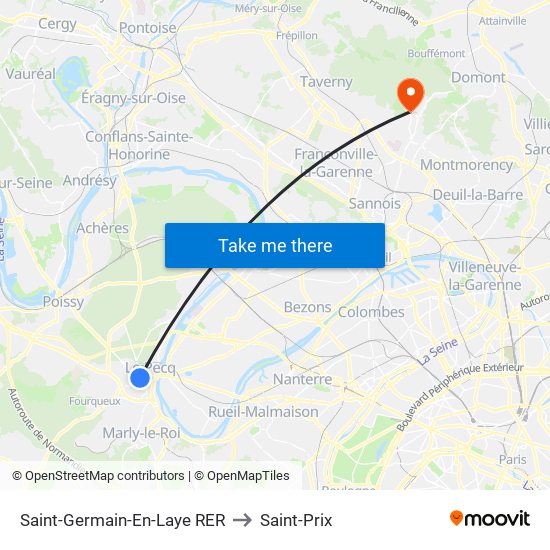 Saint-Germain-En-Laye RER to Saint-Prix map