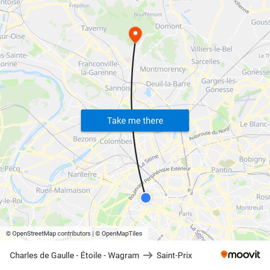 Charles de Gaulle - Étoile - Wagram to Saint-Prix map