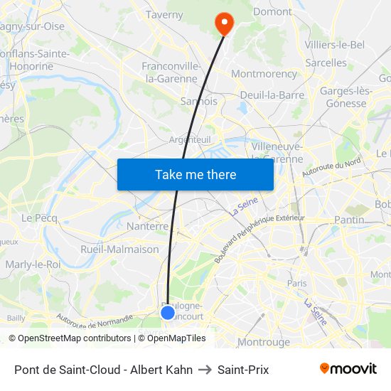 Pont de Saint-Cloud - Albert Kahn to Saint-Prix map