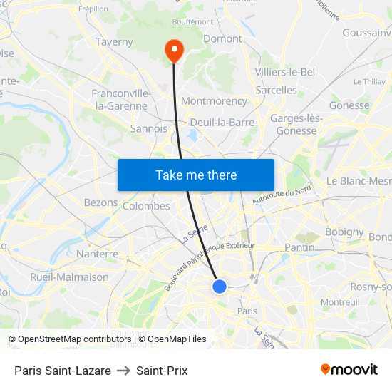 Paris Saint-Lazare to Saint-Prix map