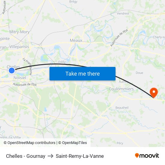 Chelles - Gournay to Saint-Remy-La-Vanne map