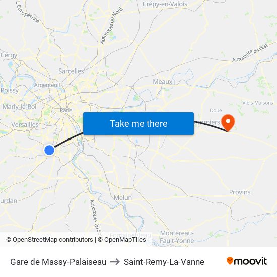 Gare de Massy-Palaiseau to Saint-Remy-La-Vanne map