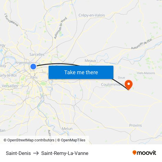 Saint-Denis to Saint-Remy-La-Vanne map