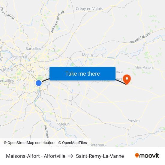 Maisons-Alfort - Alfortville to Saint-Remy-La-Vanne map