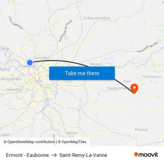 Ermont - Eaubonne to Saint-Remy-La-Vanne map