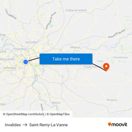 Invalides to Saint-Remy-La-Vanne map