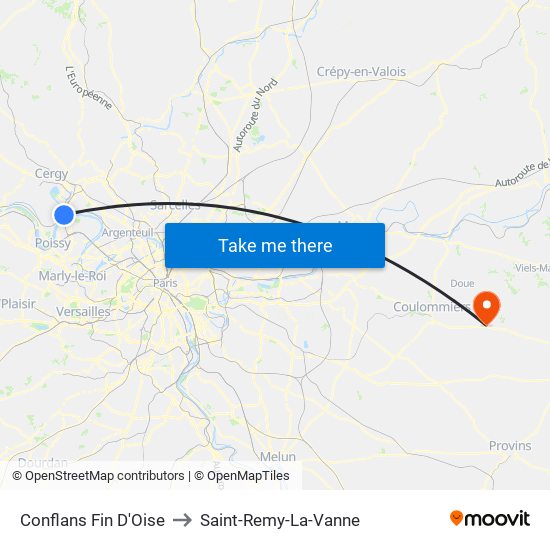 Conflans Fin D'Oise to Saint-Remy-La-Vanne map