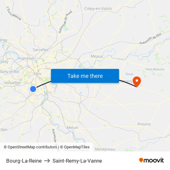 Bourg-La-Reine to Saint-Remy-La-Vanne map
