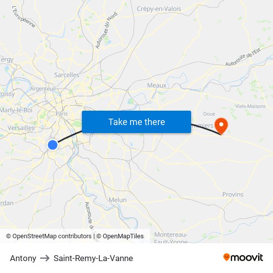 Antony to Saint-Remy-La-Vanne map