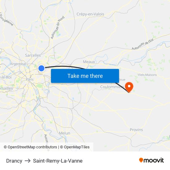 Drancy to Saint-Remy-La-Vanne map