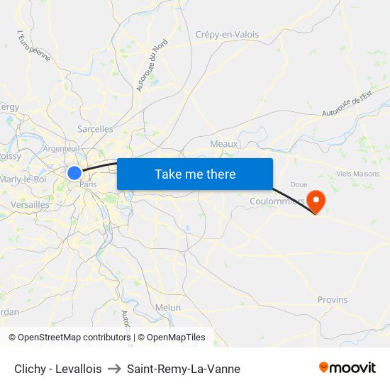 Clichy - Levallois to Saint-Remy-La-Vanne map