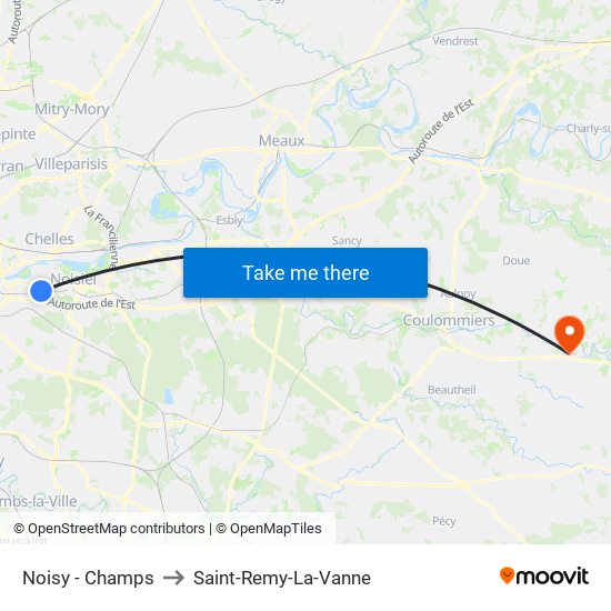 Noisy - Champs to Saint-Remy-La-Vanne map