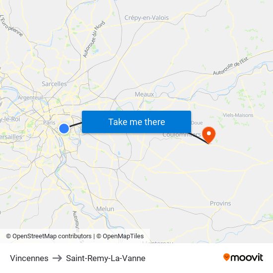 Vincennes to Saint-Remy-La-Vanne map