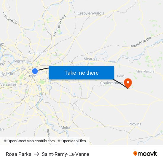 Rosa Parks to Saint-Remy-La-Vanne map