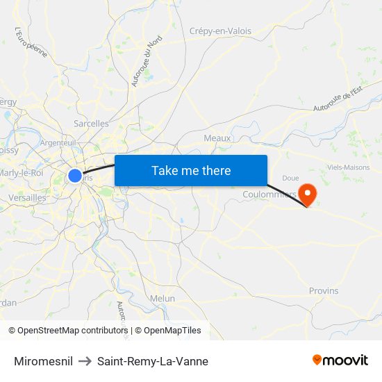 Miromesnil to Saint-Remy-La-Vanne map