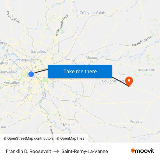 Franklin D. Roosevelt to Saint-Remy-La-Vanne map
