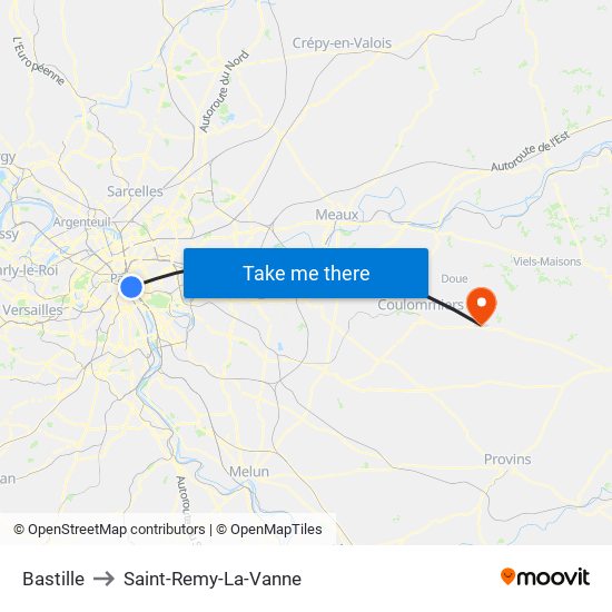 Bastille to Saint-Remy-La-Vanne map