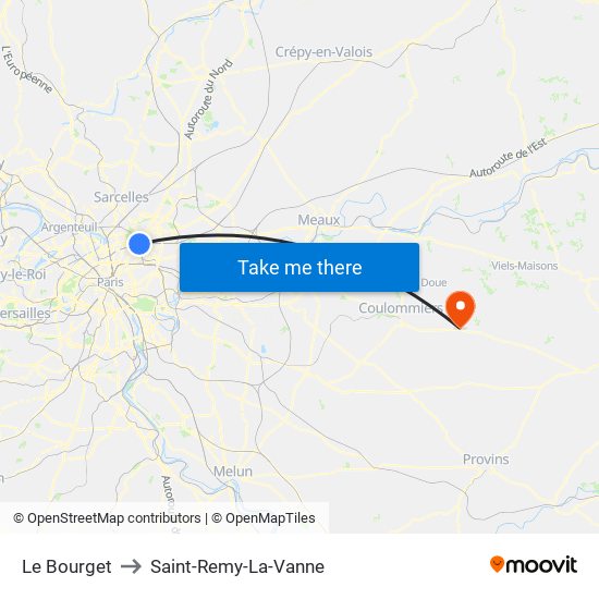 Le Bourget to Saint-Remy-La-Vanne map