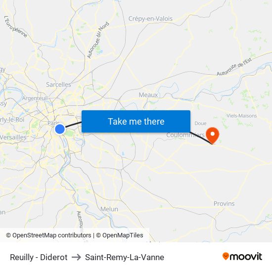 Reuilly - Diderot to Saint-Remy-La-Vanne map