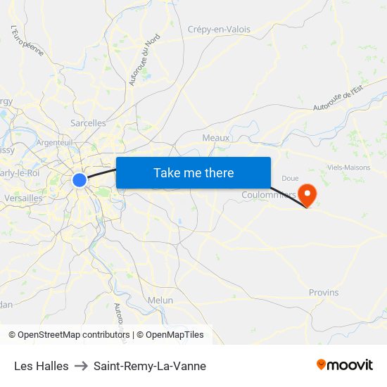 Les Halles to Saint-Remy-La-Vanne map