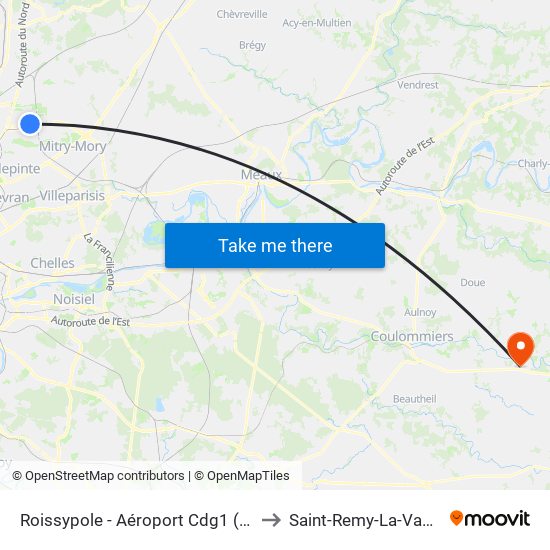 Roissypole - Aéroport Cdg1 (D3) to Saint-Remy-La-Vanne map