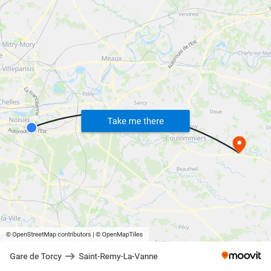 Gare de Torcy to Saint-Remy-La-Vanne map