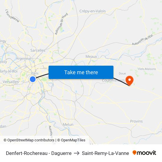 Denfert-Rochereau - Daguerre to Saint-Remy-La-Vanne map