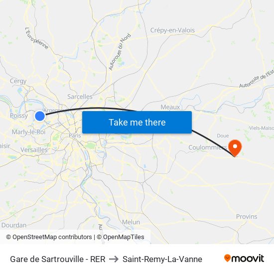 Gare de Sartrouville - RER to Saint-Remy-La-Vanne map